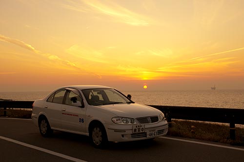 日本海夕日ラインでも路上練習