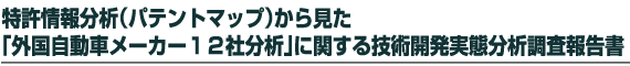 特許情報分析(パテントマップ)から見た「外国自動車メーカー12社分析」に関する技術開発実態分析調査報告書