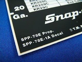スナップオン　ステッカー　チェスト/キャビネット　チャート　SPP-78E-1A